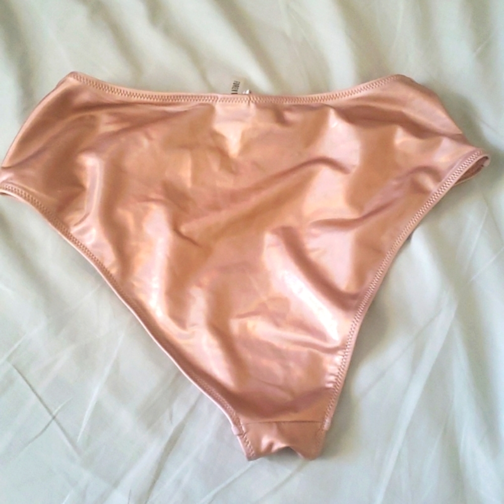 Rose Gold High Rise Bikini bottom - Picture 3 of 4